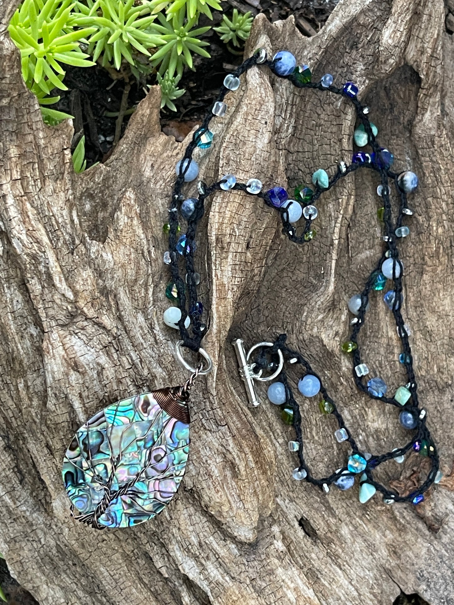 Tree Of Life Shell Crochet Necklace