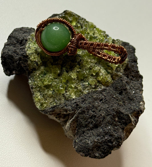 Aventurine and Copper Wire Wrapped Pendant