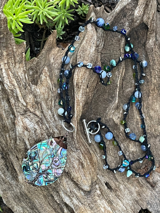 Tree Of Life Shell Crochet Necklace