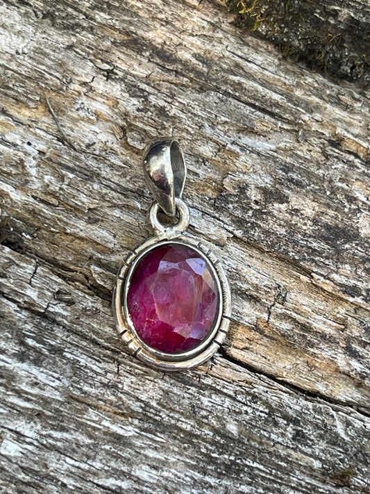 Ruby Sterling Silver Pendant