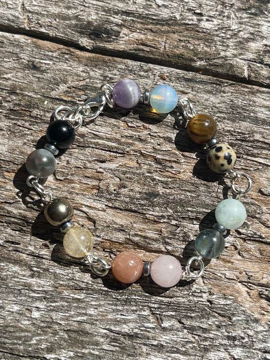 2 Crystal Bead Chained Bracelet