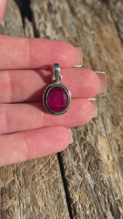 Ruby Sterling Silver Pendant